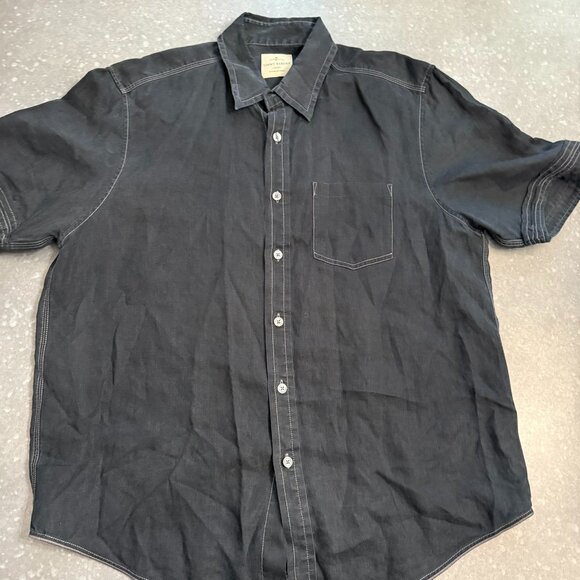 Tommy Bahama Jeans Black Short Sleeve Linen Shirt – Size Large - Picture 3 of 8